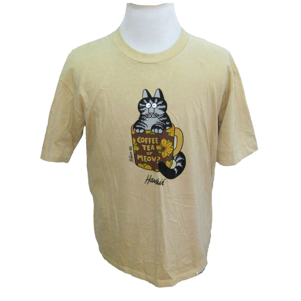Vintage 80s KILBAN CAT Large Coffee Dyed Crazy Shirts Single Stitch T-Shirt USA